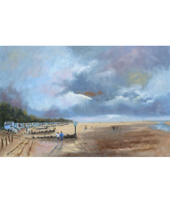 Beach Huts at Wells Next The Sea -  Original - Oils on Canvas Board  24 x 16"